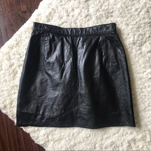Vintage Leather Mini Skirt with Raw Edge